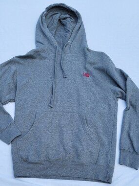 Habitat Skateboards Hoodie Men's Medium Gray Red Logo Streetwear Skater Retro